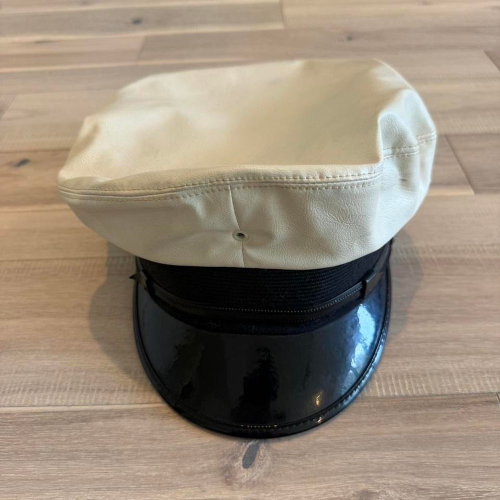 Vtg 2000s White leather police hat #police #hat